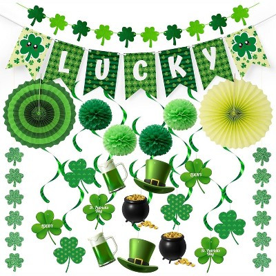 4E's Novelty St. Patrick’s Day Decorations Kit 24 Pack – Green Paper Hanging Ceiling Swirls for Party and Home Decor | Target