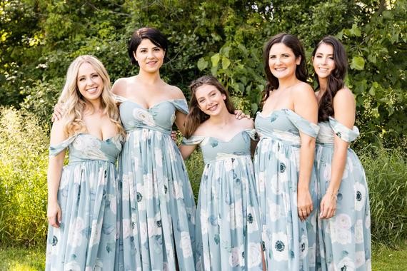 sage floral bridesmaid dresses