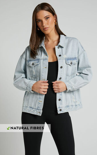Peta Slouchy Denim Jacket in LIGHT WASH | Showpo (US, UK & Europe)