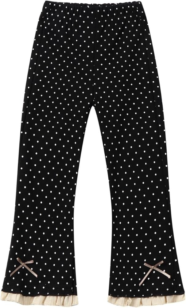 Mud Kingdom Girls' Flare Polka Dots Pants for Kids Elastic Waist Trousers with Bow Details 2T- Si... | Amazon (US)
