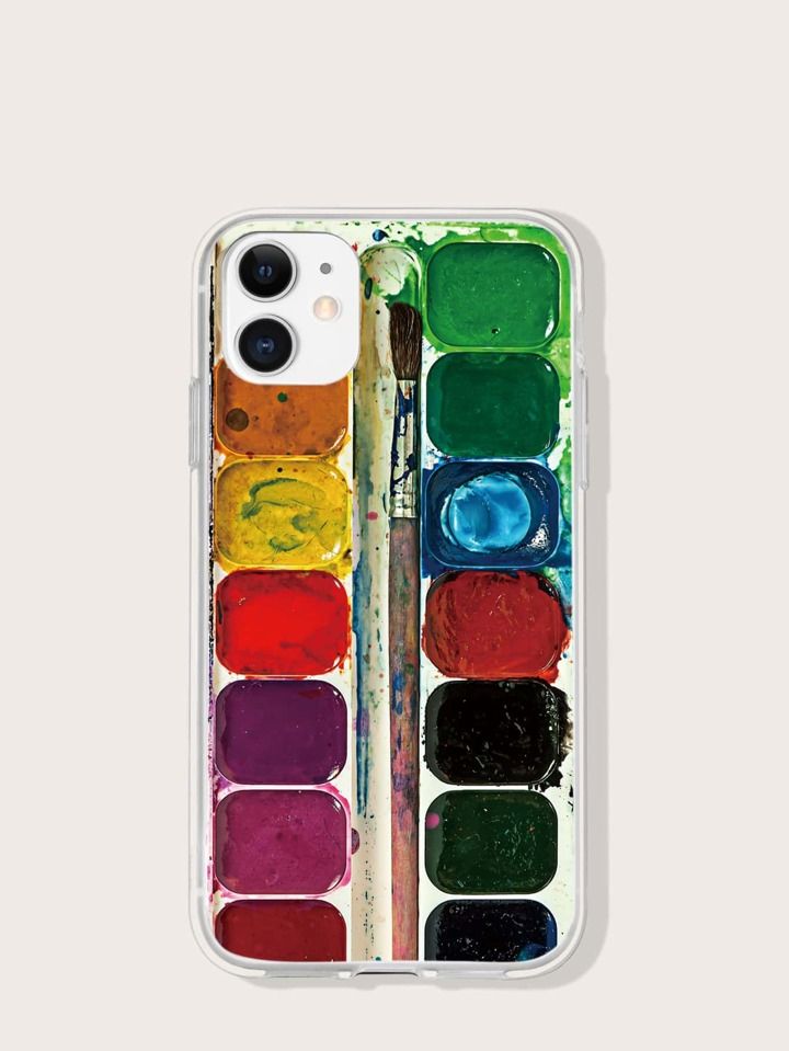 1pc Color Printed Transparent Tpu Phone Case For Iphone/samsung | SHEIN