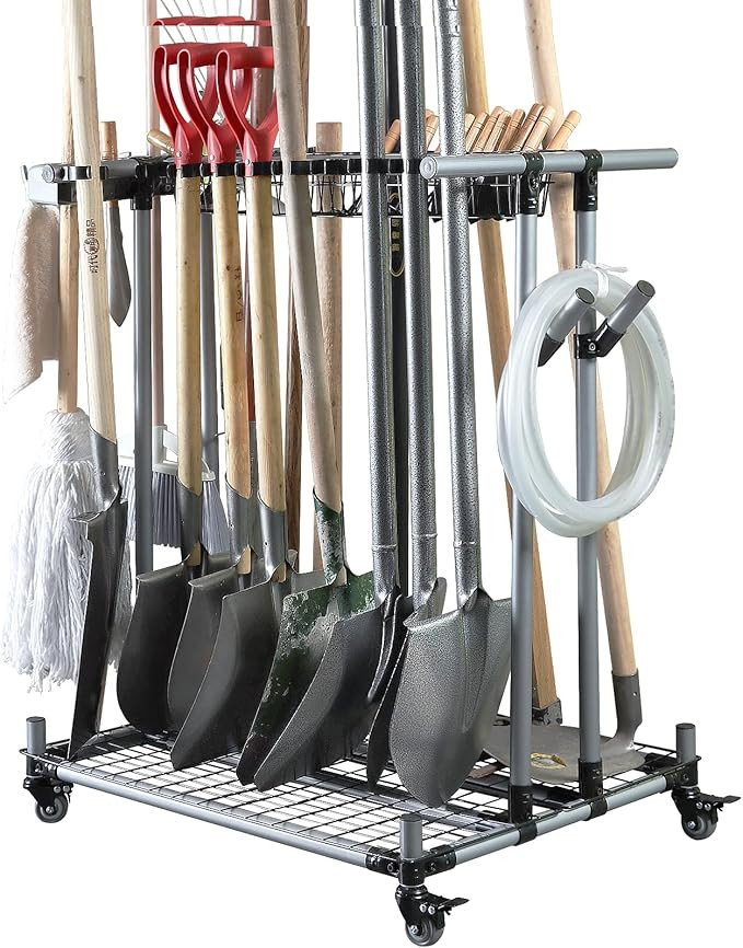 Heavy duty garden tool organizer garage storage holder storage large long farming tools lawn tool... | Amazon (US)