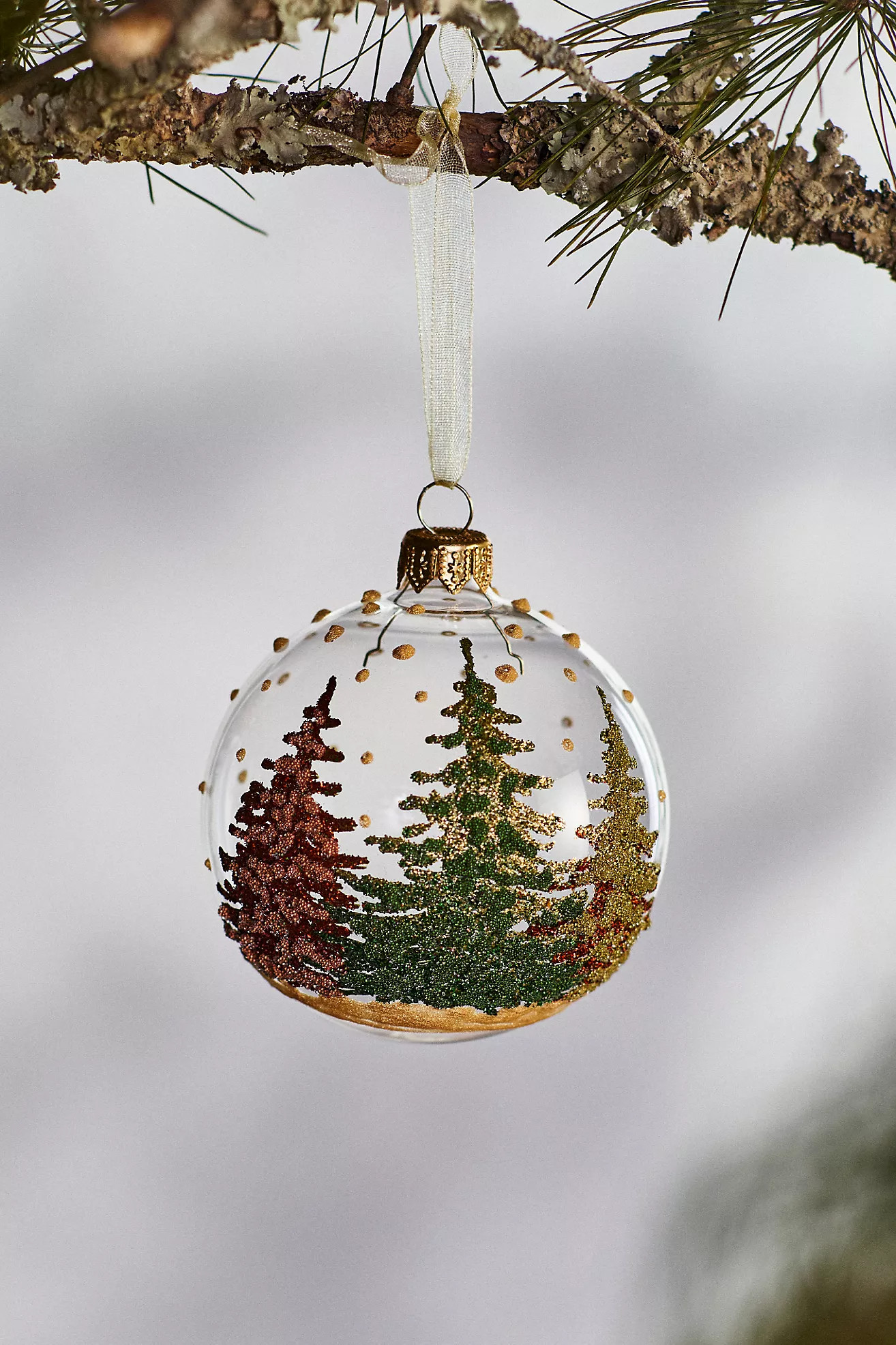 Evergreen Forest Glass Globe Ornament | Anthropologie (US)