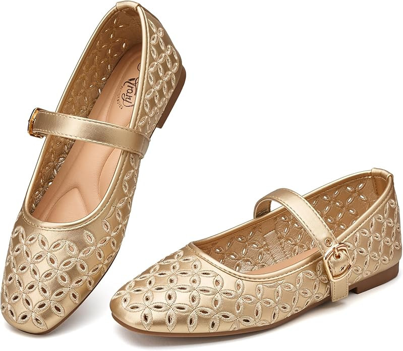 Trary Mary Jane Shoes Women, Hollow Flats for Women, Ballet Flats Shoes Round Toe Mary Jane Flats... | Amazon (US)