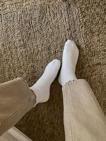Beige denim and ruffle socks 