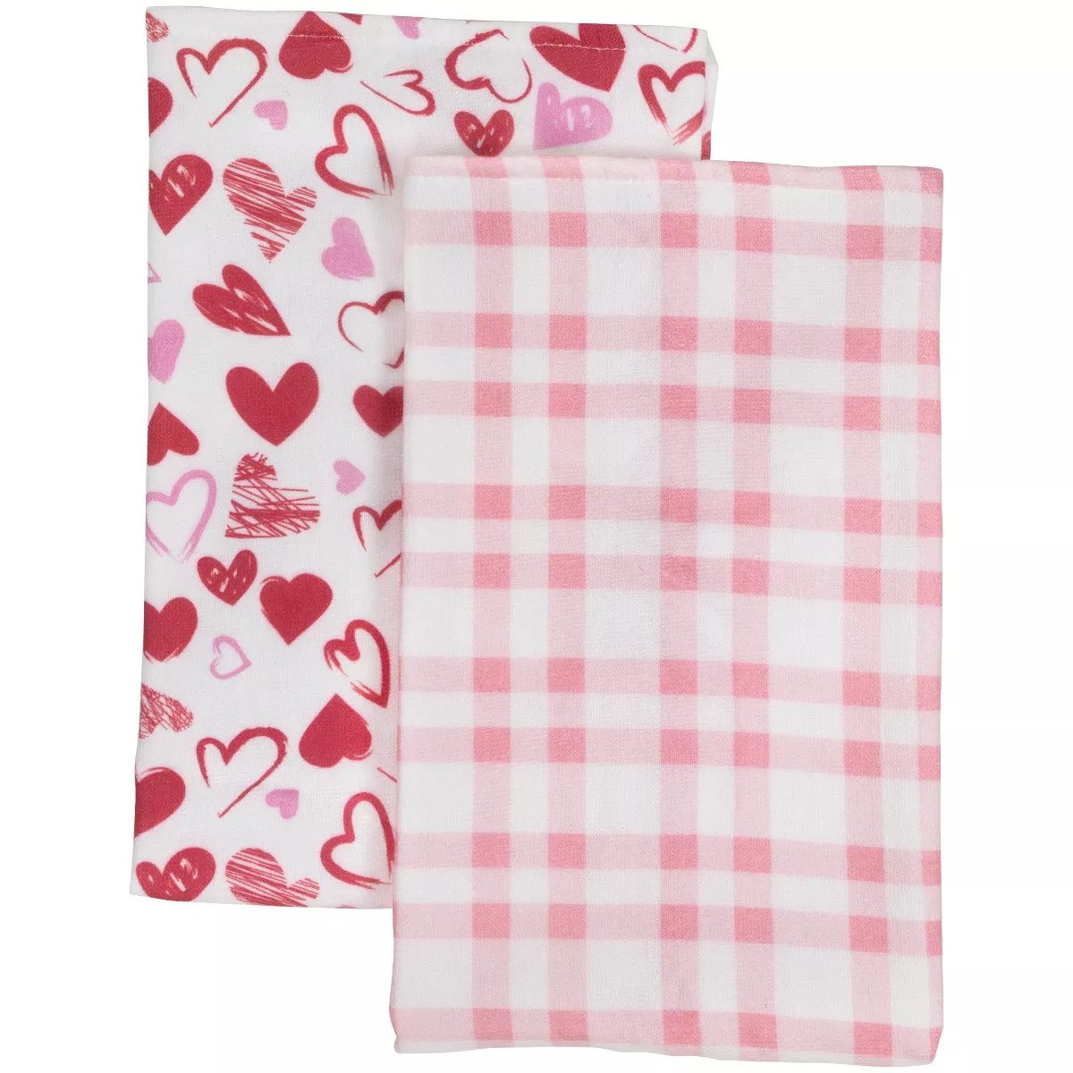 Northlight Plaid and Hearts Valentine's Day Kitchen Tea Towels - 26" - Pink and Red - Set of 2 | Target