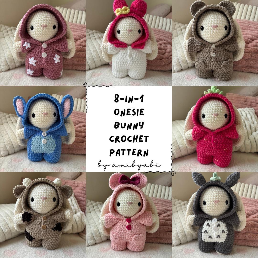 8-in-1 Bunny in Onesie Crochet Pattern | Etsy (Global)