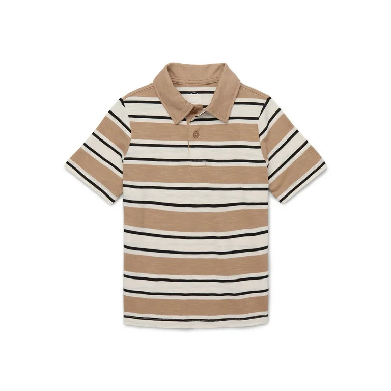 Wonder Nation Boys Short Sleeve Slub Polo Shirt, Sizes 4-18 & Husky | Walmart (US)