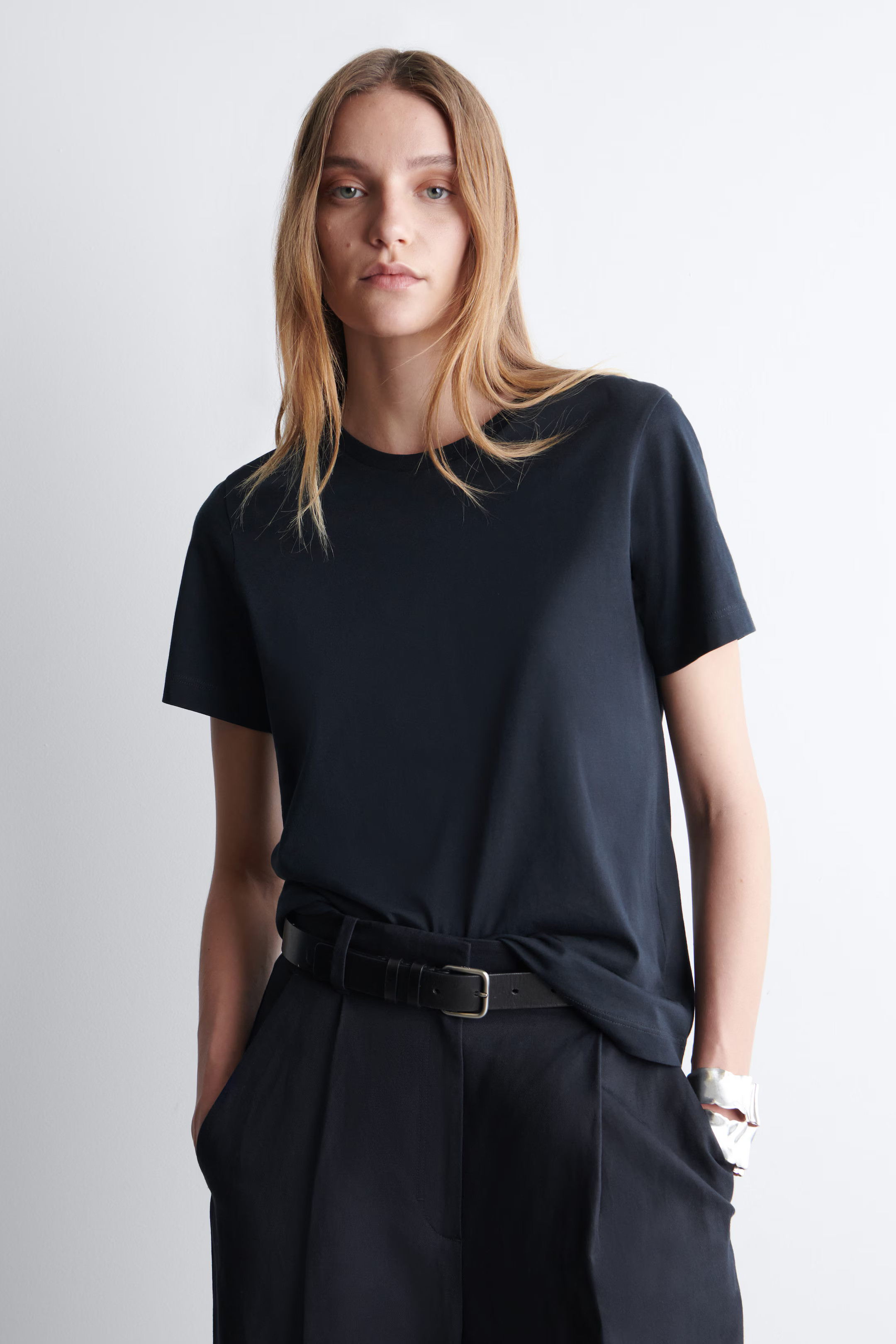 CREW-NECK COTTON T-SHIRT - NAVY | COS | COS UK