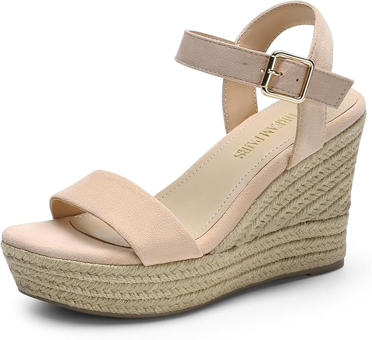 DREAM PAIRS Women's Platform Wedges Sandals, Comfortable Open Toe Espadrilles Sandals Dressy Buck... | Amazon (US)