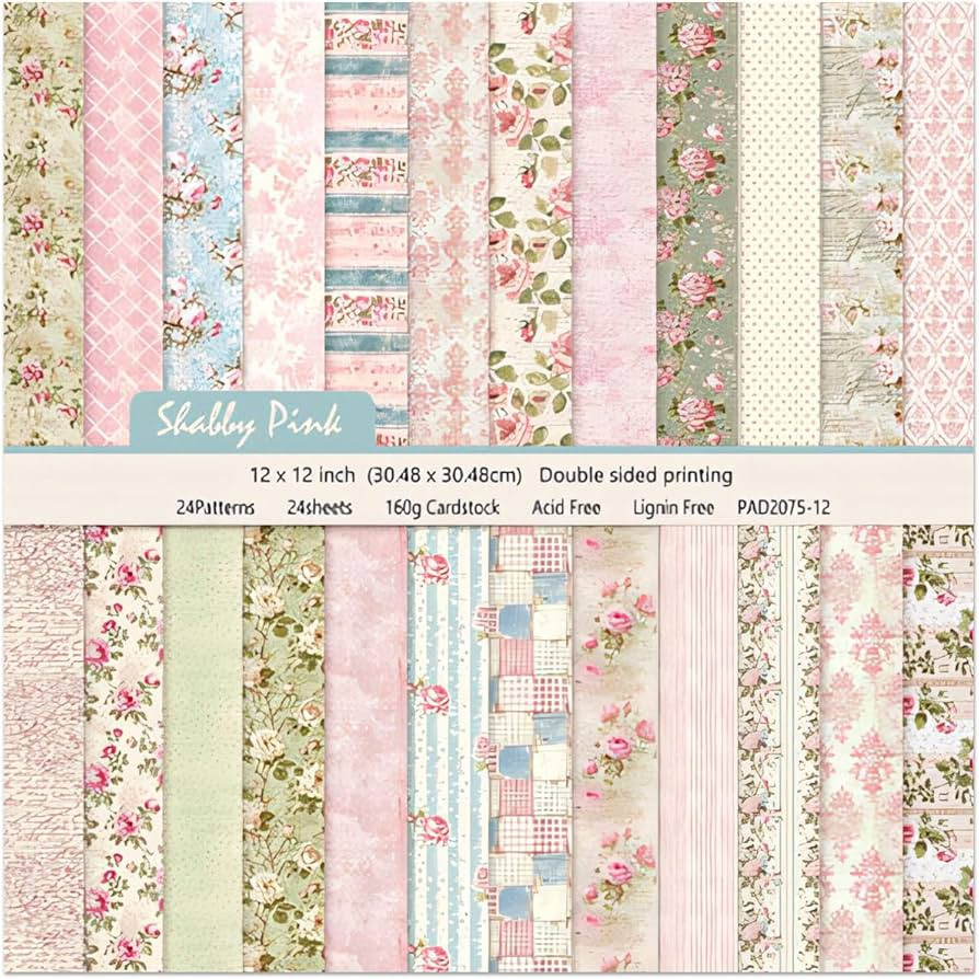 Scrapbook Paper Pad 12×12,Floral Double-Sided Pattern Designer Planner Junk Journal Decorative C... | Amazon (US)