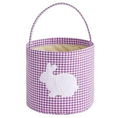 EMBRUNIOICE Bunny Easter Basket, Classic Gingham Easter Bucket Bag for Easter Egg Hunts Party Fav... | Amazon (US)