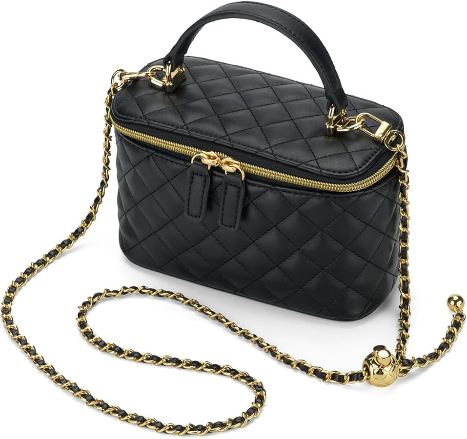 Mini Quilted Box Crossbody Bags for Women, Small Square Designer Clutch Purses with Adjustable Ch... | Amazon (US)