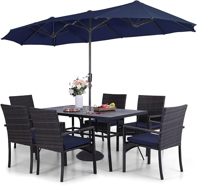 Sophia & William Patio Outdoor Table and Chairs Set with Umbrella Navy, Patio Dining Sets for 6, ... | Amazon (US)