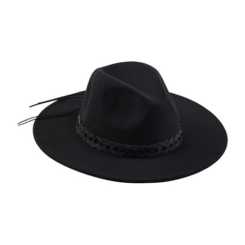 Mud Pie Womens Leather Trim Fedora Black | Amazon (US)