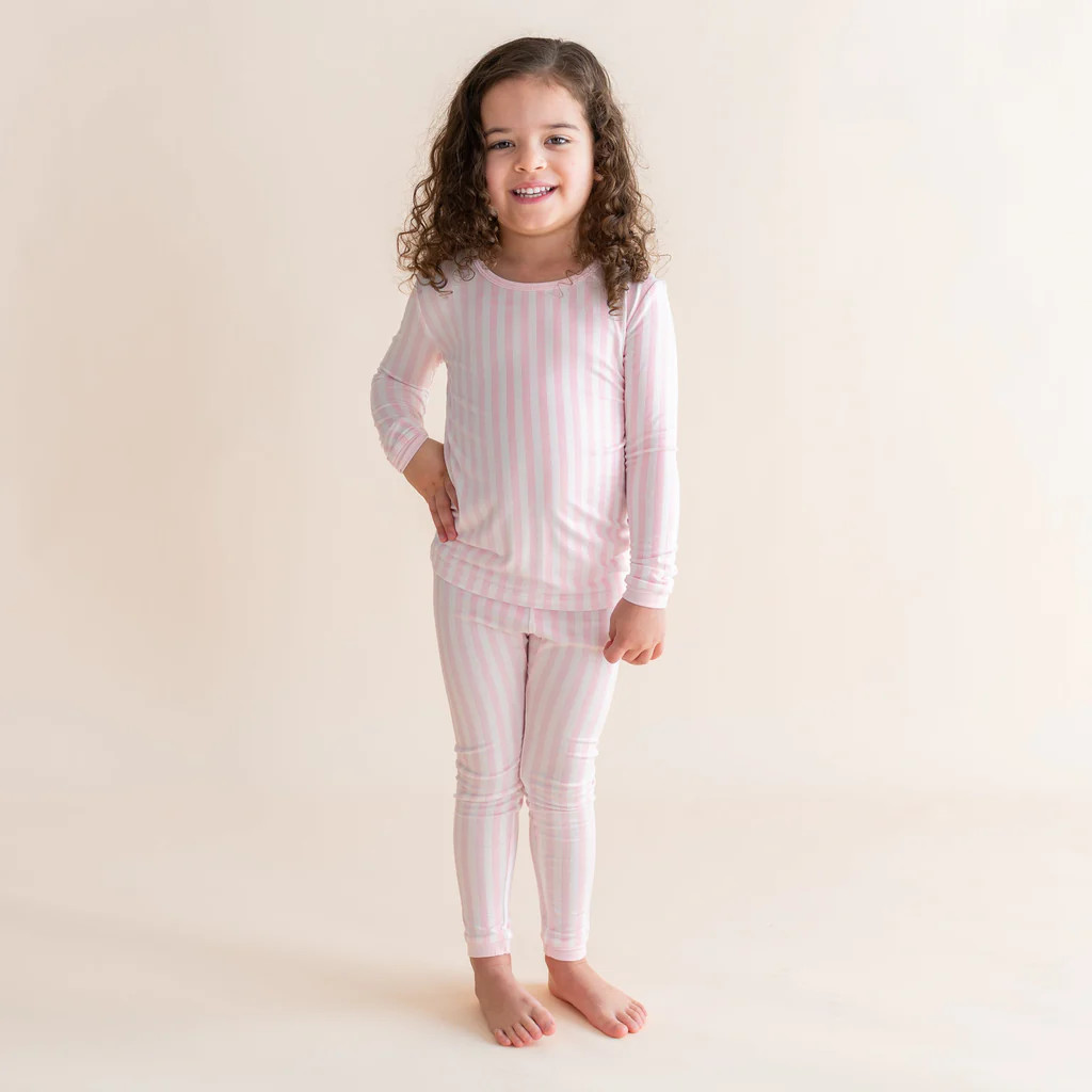 Long Sleeve Pajamas in Small Sakura Stripe | Kyte Baby