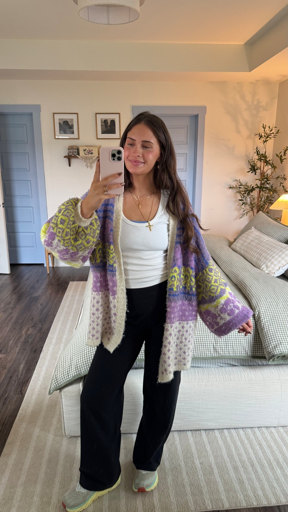 wearing a medium top and bottom, large in the cardigan!! 

#LTKActive #LTKgrwm #LTKmomlife