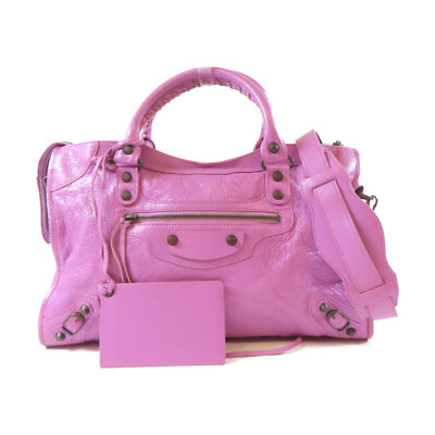 BALENCIAGA City 2 Way Shoulder Handbag 115748 Lambskin Leather Purple | eBay US