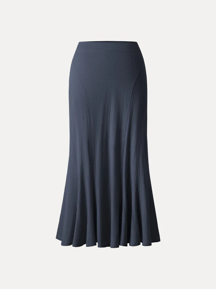 Wrinkle-resistant Cotton-linen Pull-on Midi Skirt | OGLmove