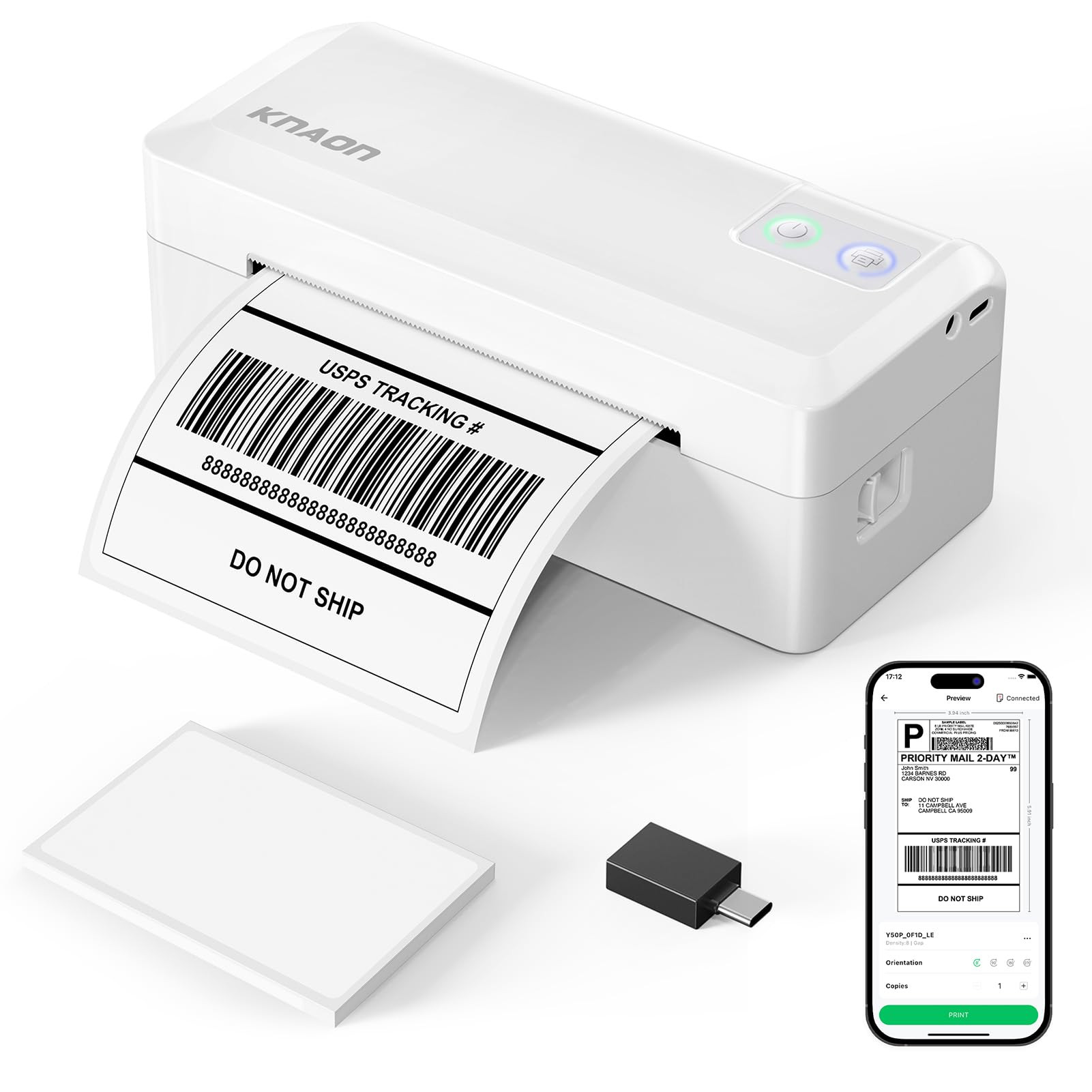 Amazon.com : KNAON Shipping Thermal Label Printer, 4x6 Portable Label Printer, Bluetooth Label Ma... | Amazon (US)