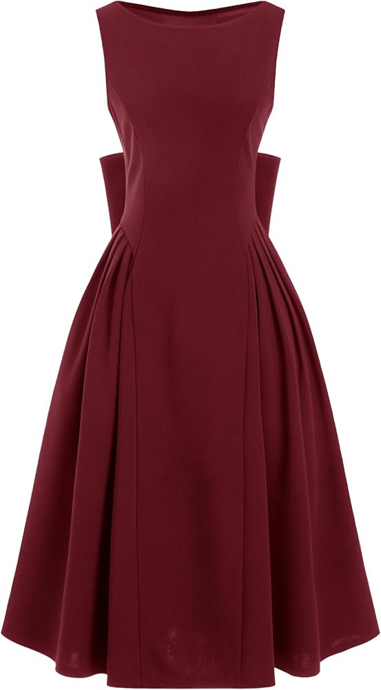 CIDER Midi Cocktail Dress with Pockets Bow Back Party Dress | Amazon (US)