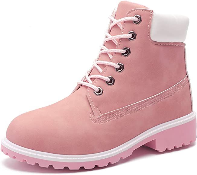 Waterproof Ankle Boots for Women Low Heel Lace Up Work Combat Boots | Amazon (US)