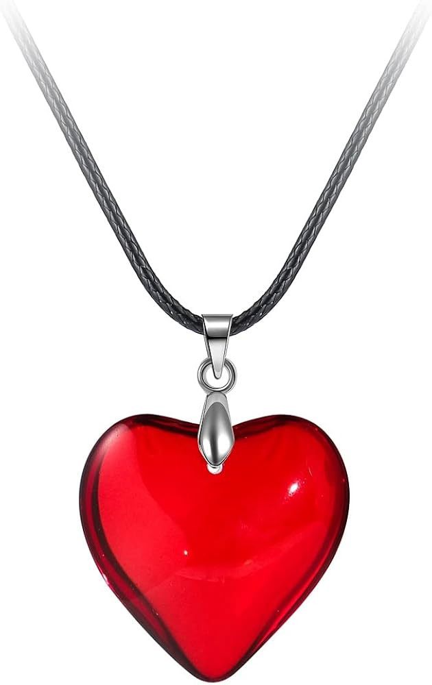 COLORFUL BLING Chunky Glass Puffy Heart Choker Necklace Coloured Glaze Heart Charms Pendant Neckl... | Amazon (US)