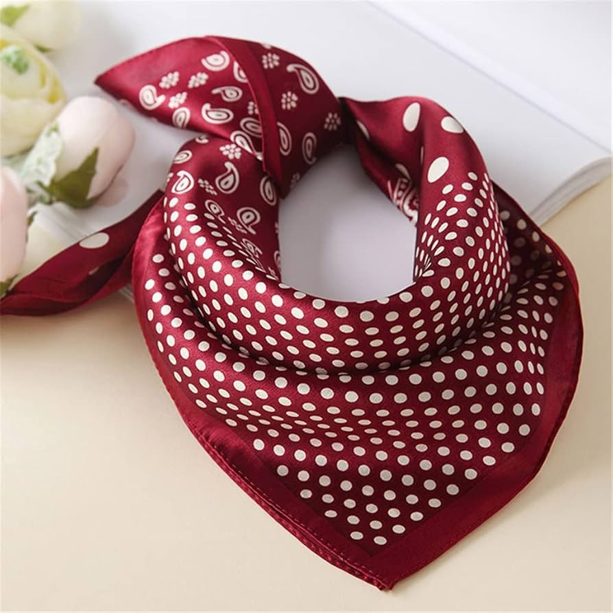 Red Silk Scarf, Small Square, Silk Scarf, Hair Band, Spring and Autumn Thin Section | Amazon (US)