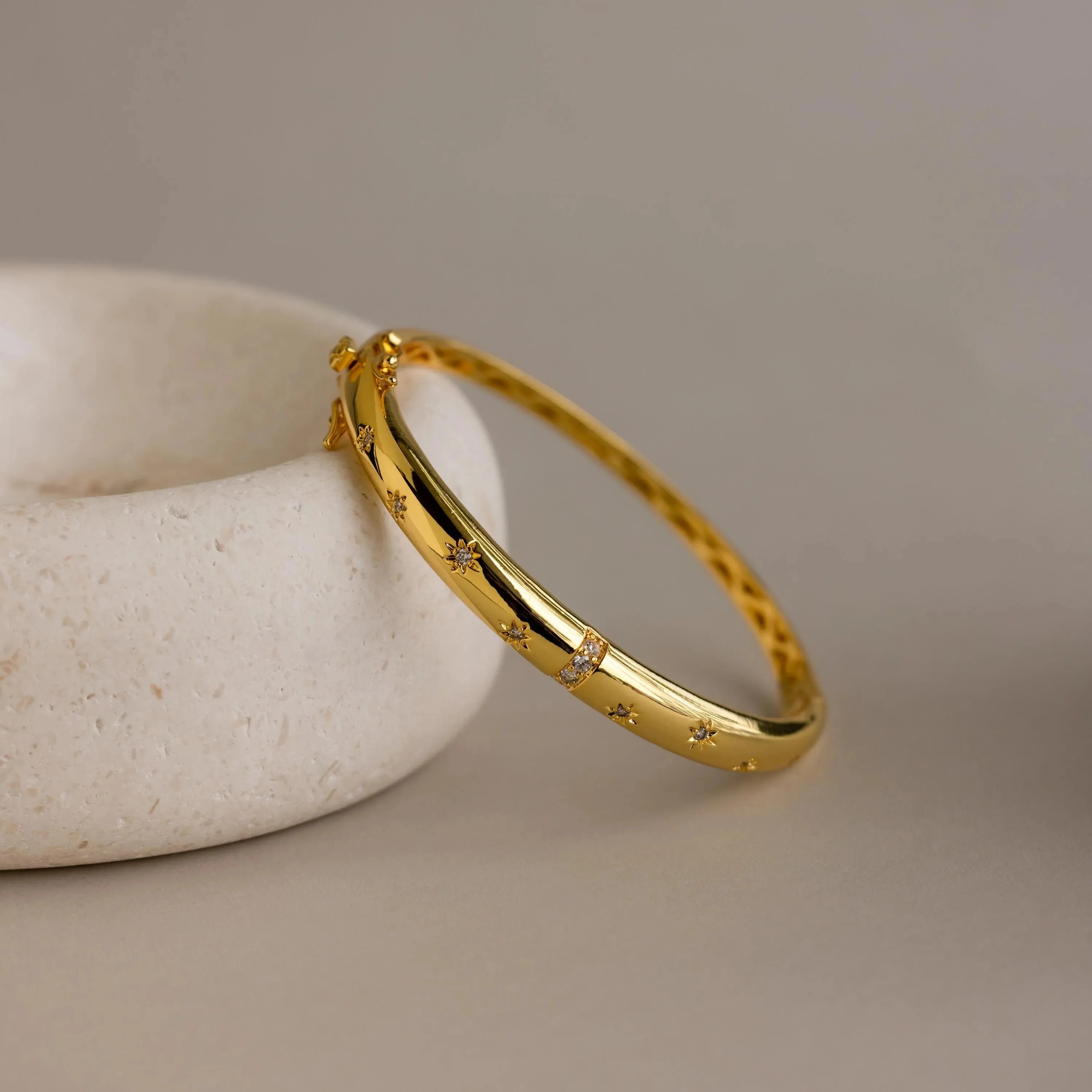 North Star Pavé Diamond Bangle Bracelet in 18K Gold | Caitlyn Minimalist | Caitlyn Minimalist