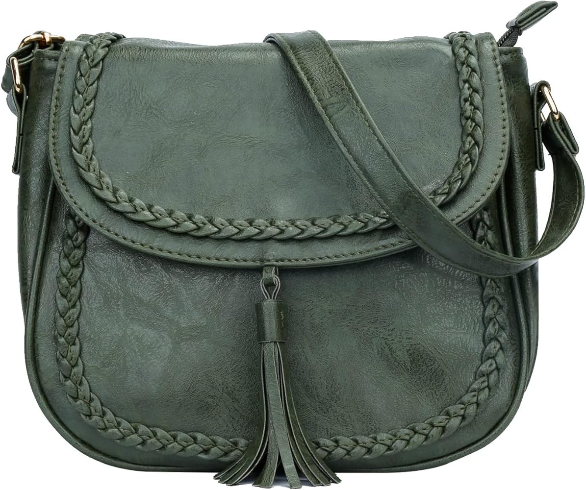 KKXIU Casual Flap Saddle Crossbody Bags for Women Purses and Handbags with Tassel | Amazon (US)