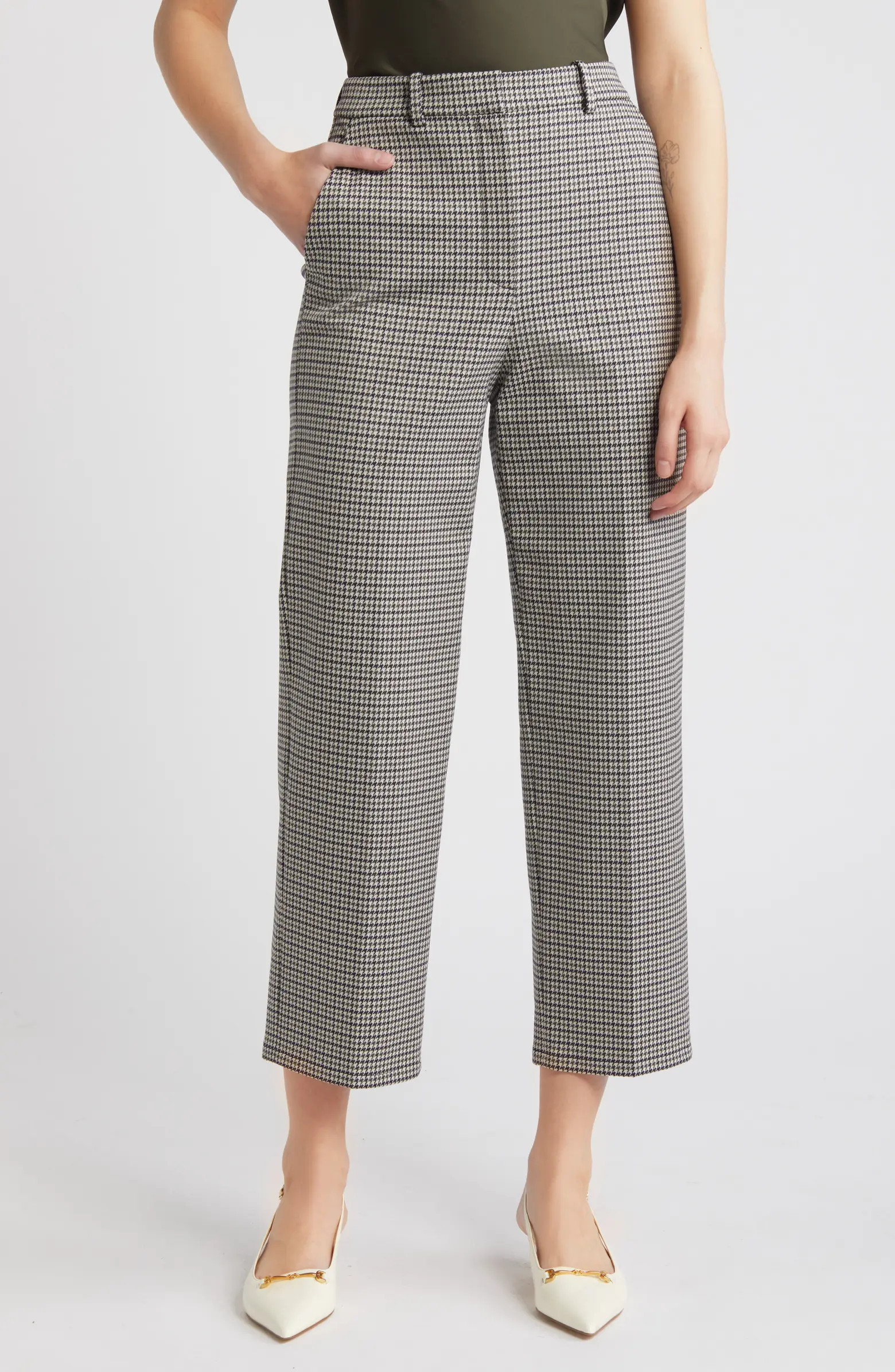 Theory Houndstooth High Waist Straight Leg Pants | Nordstrom | Nordstrom
