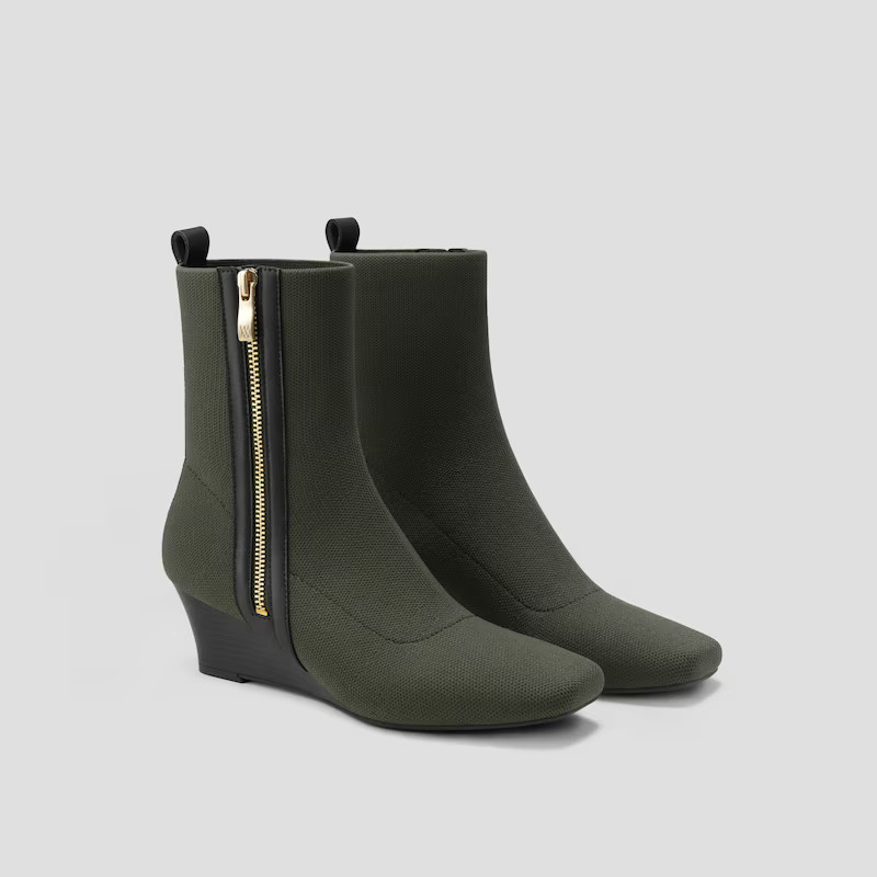 Square-Toe Water-Repellent Zipper Boots (Micaela) | VIVAIA