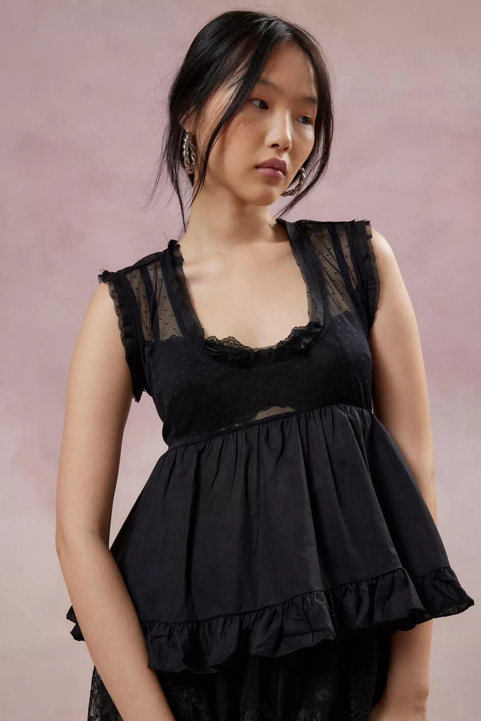 Kimchi Blue Ellie Semi-Sheer Babydoll Top | Urban Outfitters (US and RoW)
