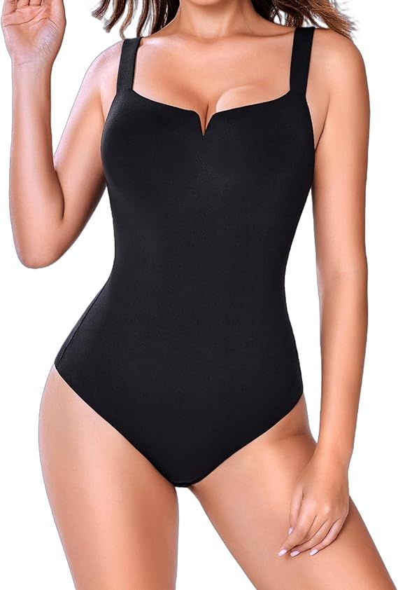 Avidlove Bodysuits for Women Square Neck Bodysuit Sleeveless Sexy Body Suits Double Lined One Pie... | Amazon (US)