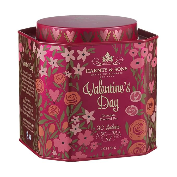 Harney & Sons Valentine's Day Tea, Black tea w/Chocolate and Rosebuds, Red, 30 Count | Amazon (US)