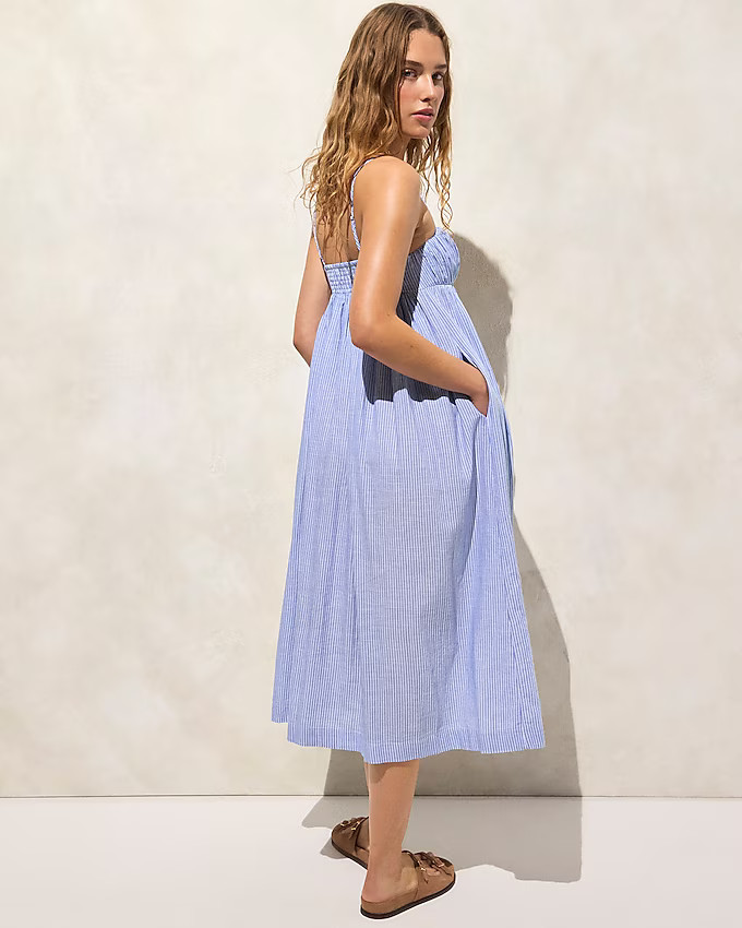 Airy gauze empire-waist midi dress in stripe | J. Crew US