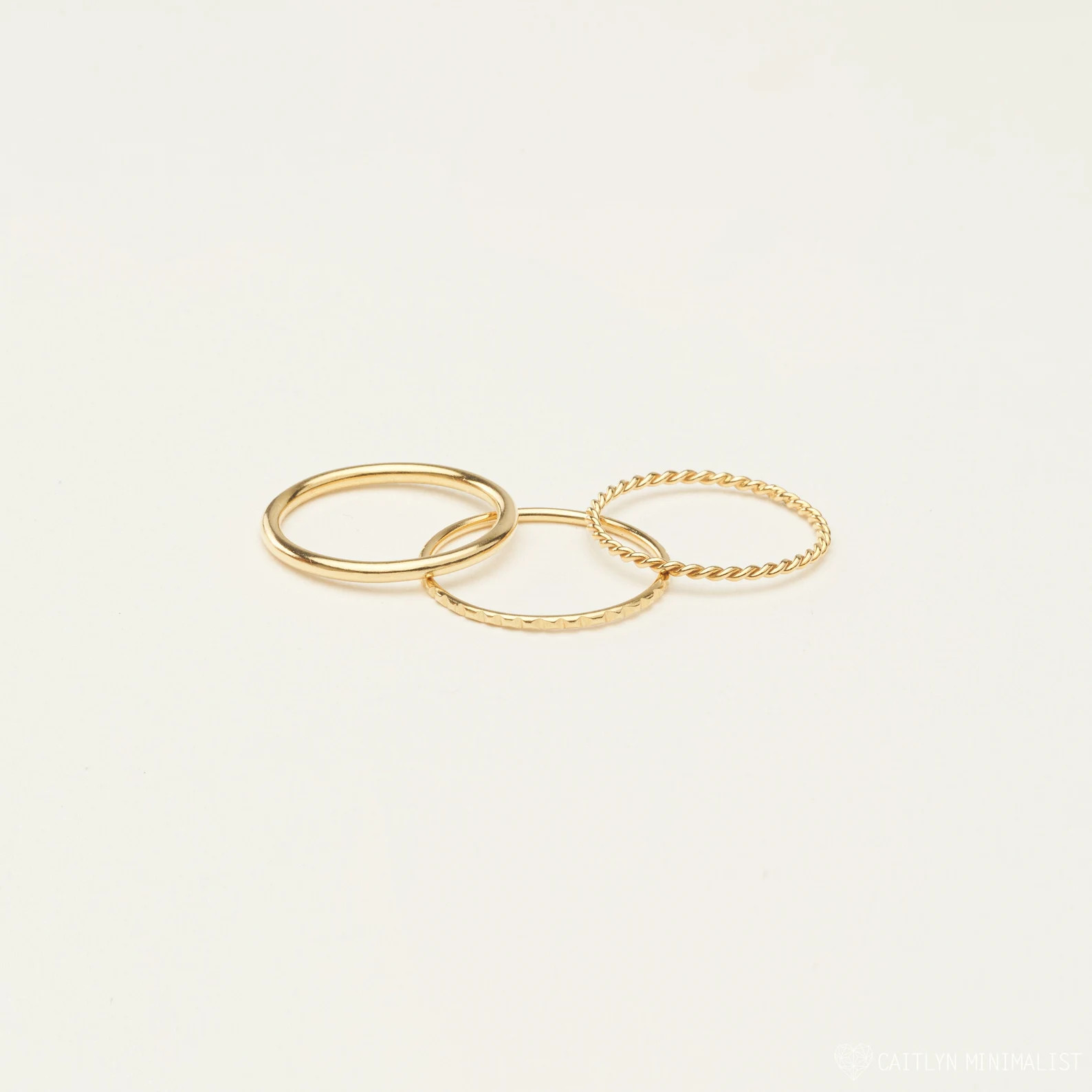 Thin Stacking Rings  Set of 3: Midi Ring Twist Ring Lined | Etsy | Etsy (US)