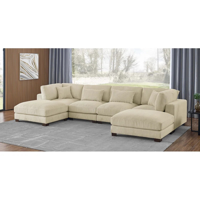 Andreco 6 - Piece Corduroy Sectional | Wayfair North America