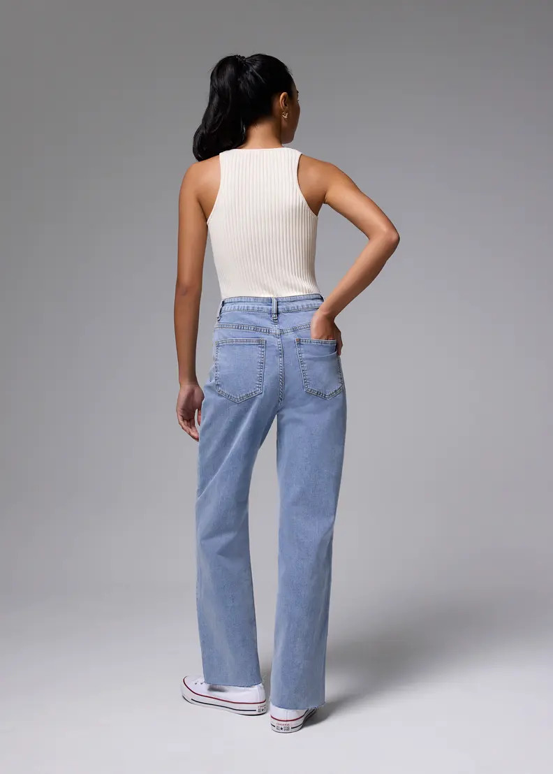 Leggy™ Denim Pintuck Straight Leg Jeans | Love, Bonito USA
