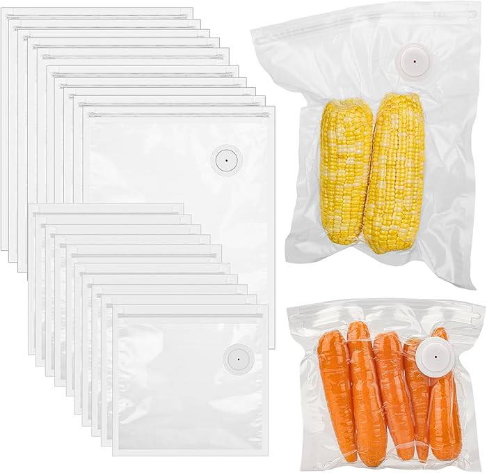 40PCS Vacuum Sealer Bags for Food with Air Valve, Reusable Sous Vide Bags (20 large+20 small) | Amazon (US)