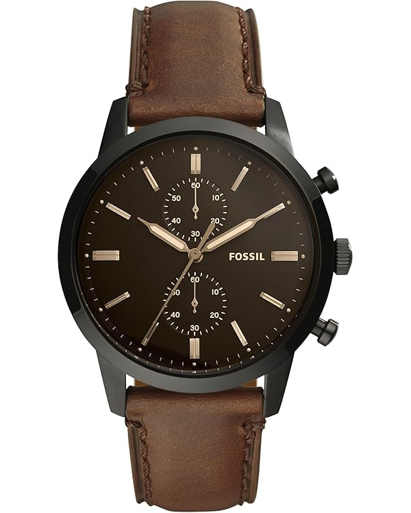 Fossil Men's Townsman Quartz Stainless Steel and Leather Chronograph Watch | Amazon (US)