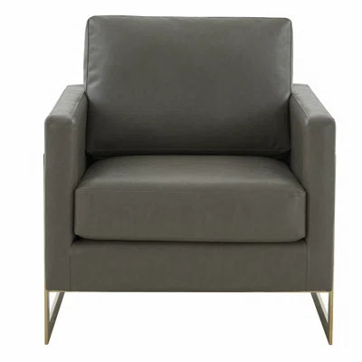 Black Color Upholstered Leather Accent Armchair with Gold Frame | Wayfair North America