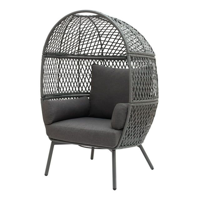 Better Homes & Garden Ventura Steel Stationary Outdoor Wicker Egg Chair, Gray | Walmart (US)