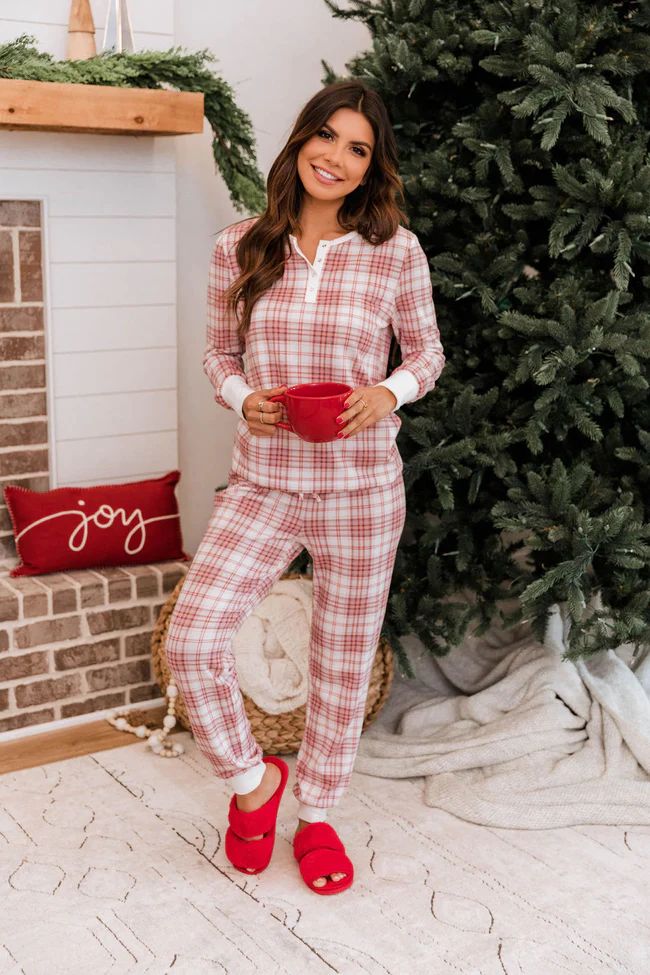 Pure Joy Pink Plaid Lounge Joggers | The Pink Lily Boutique