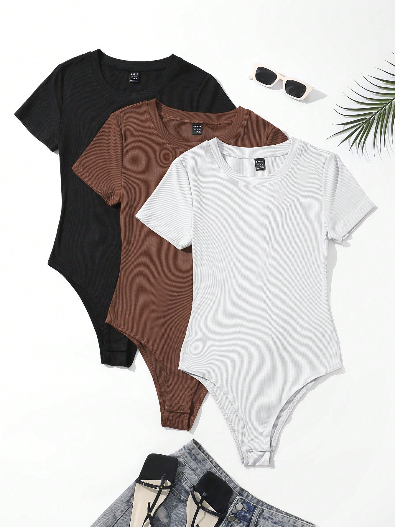SHEIN MOOSTA 3pcs Solid Color Bodysuits | SHEIN