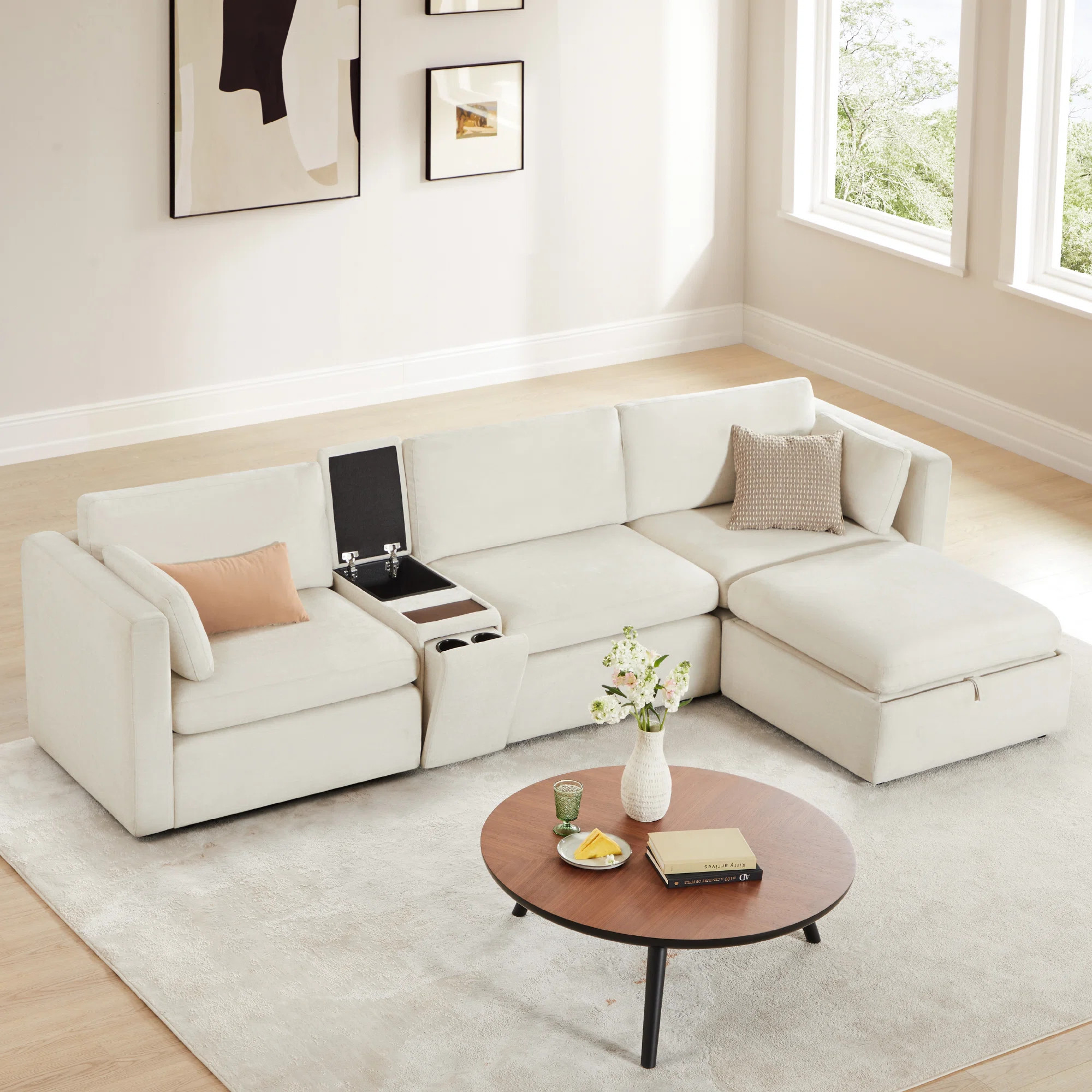 Winfree 4- Piece Upholstered Sectional With Console | Wayfair North America