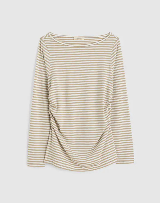 Ruched Crewneck Long-Sleeve Tee in Soft Slub | Madewell