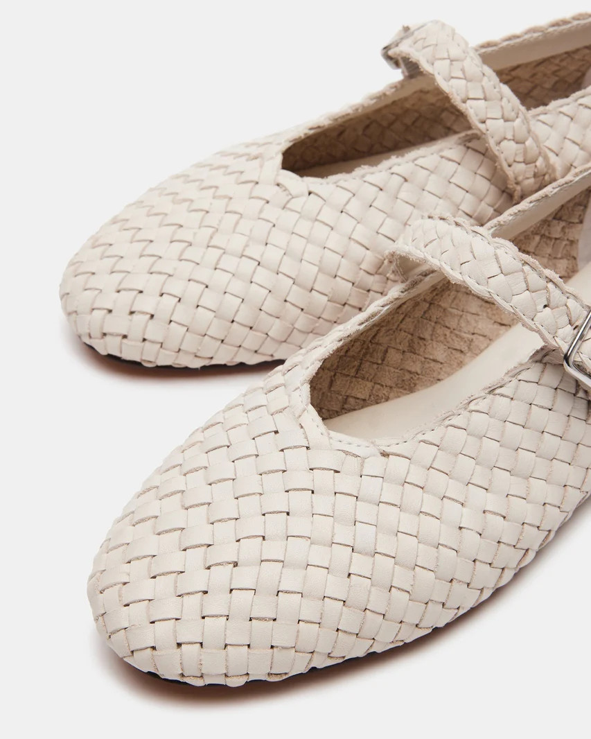 DREAMING Woven Cream Leather Mary Jane | Women's Flats | Steve Madden (US)