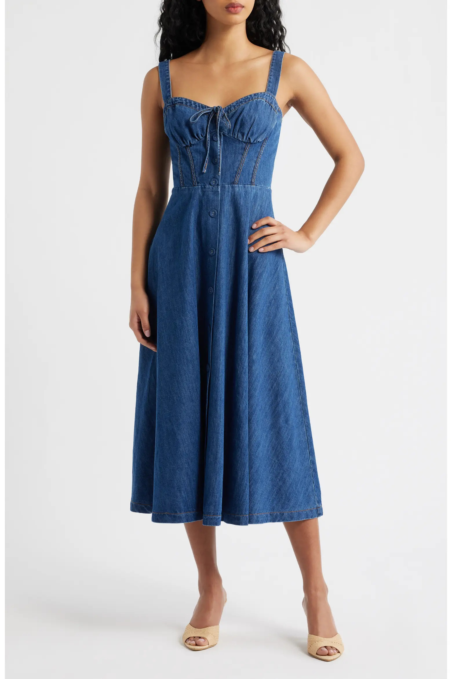 FREEMARKET Sweetheart Neck Denim Dress (Women) | Nordstrom | Nordstrom