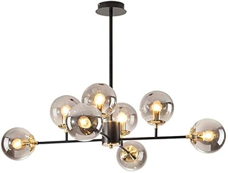 Fulesi 8 Lights Mid Century Modern Chandelier Black Hanging Pendant Lighting Smoke Gray Glass Globe  | Amazon (US)